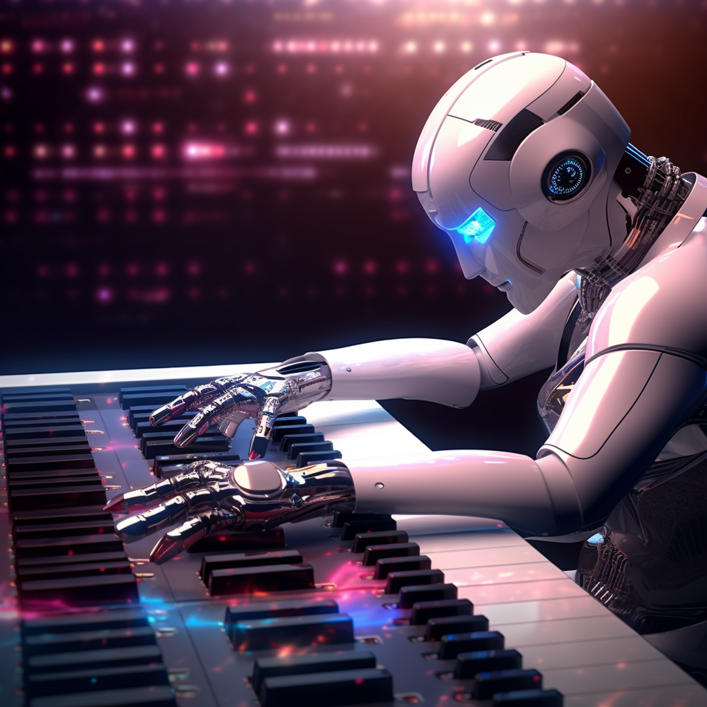 KI Roboter spielt Keyboard