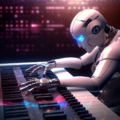 KI Roboter spielt Keyboard